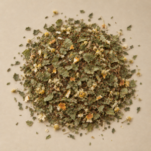 Mélisse, aubépine, rooibos, camomille et écorce d'orange en mélange